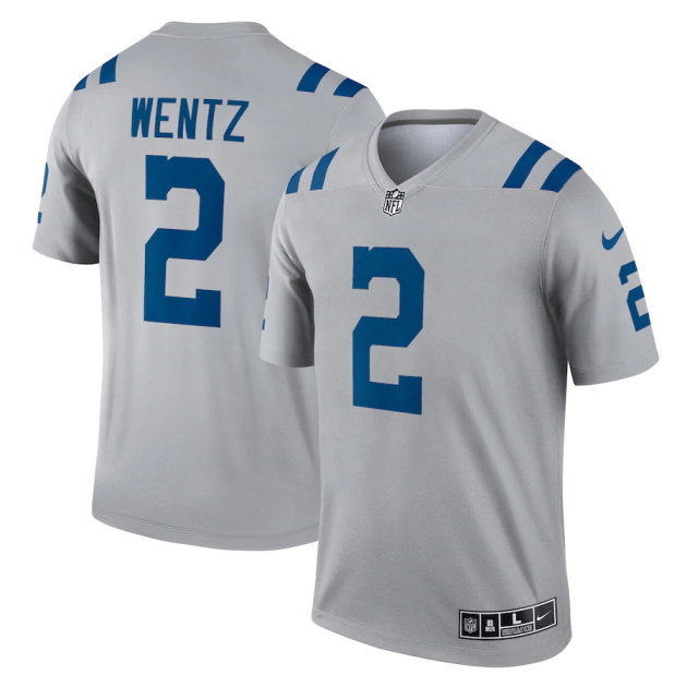 mens nike carson wentz gray indianapolis colts inverted legend jersey